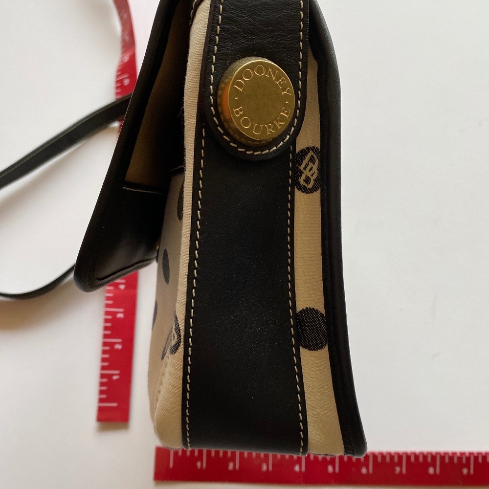 Dooney & Bourke Vintage Canvas B&W Logo Polka Dots Purse - Picture 3 of 5
